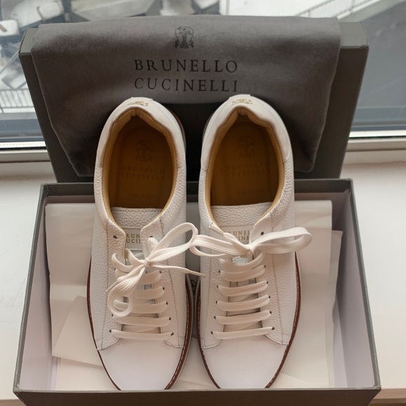Brunello Cucinelli White Leather Sneakers - Picture 2 of 9